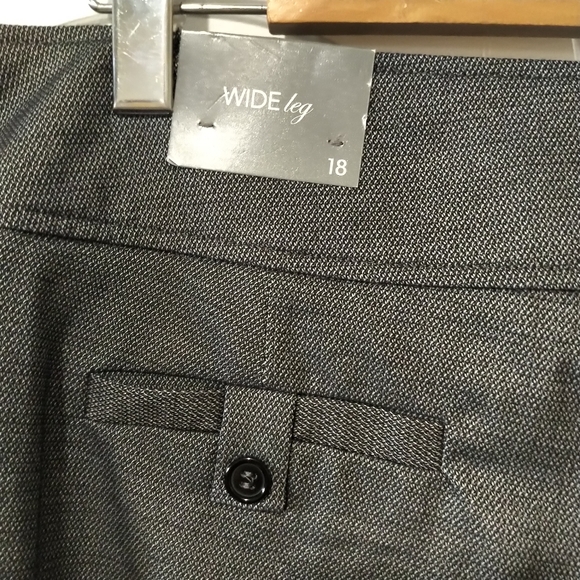 NWT 18 Cleo Wide straight leg dress pant trouser tweed black gray print - Picture 6 of 7